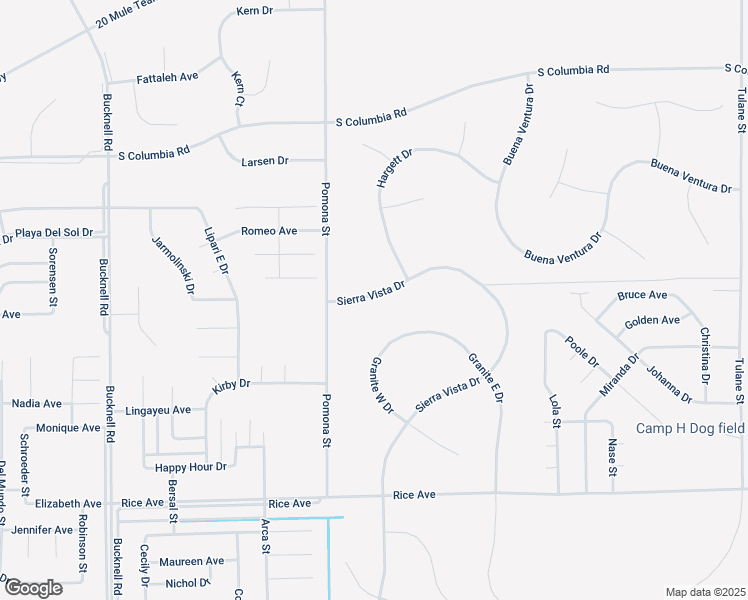 map of restaurants, bars, coffee shops, grocery stores, and more near Sierra Vista Drive in California City