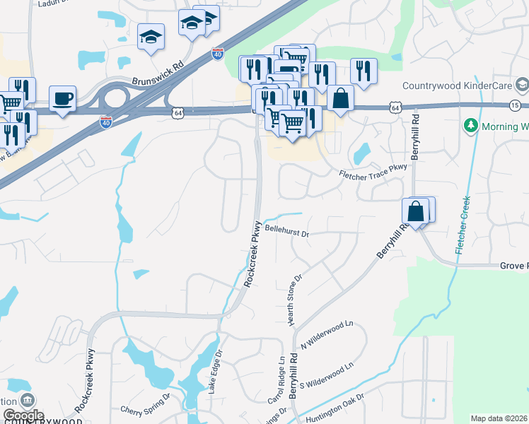map of restaurants, bars, coffee shops, grocery stores, and more near 2703 Twisted Oak Cove North in Memphis