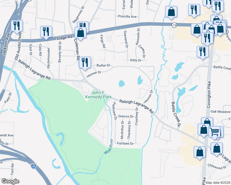 map of restaurants, bars, coffee shops, grocery stores, and more near 4652 Raleigh Lagrange Road in Memphis