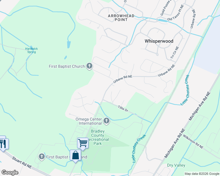 map of restaurants, bars, coffee shops, grocery stores, and more near 510 Urbane Road Northeast in Cleveland