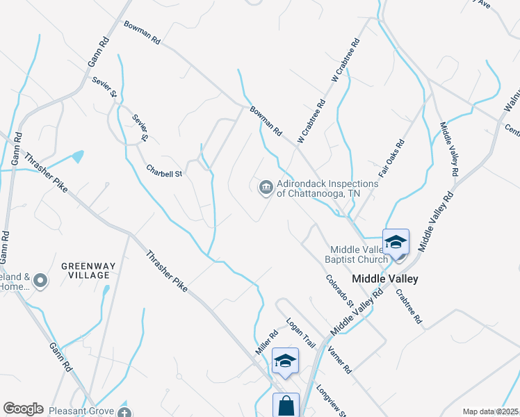 map of restaurants, bars, coffee shops, grocery stores, and more near 8229 Blue Spruce Drive in Middle Valley