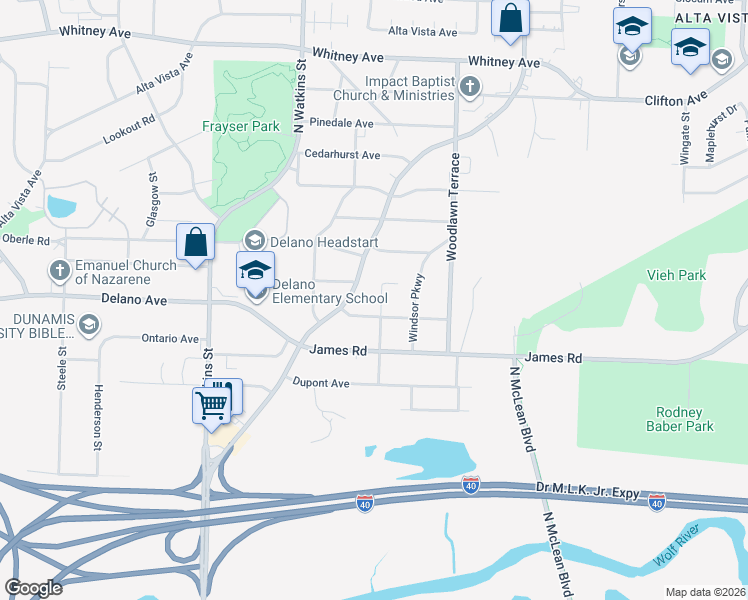 map of restaurants, bars, coffee shops, grocery stores, and more near 1910 Lynwood Avenue in Memphis