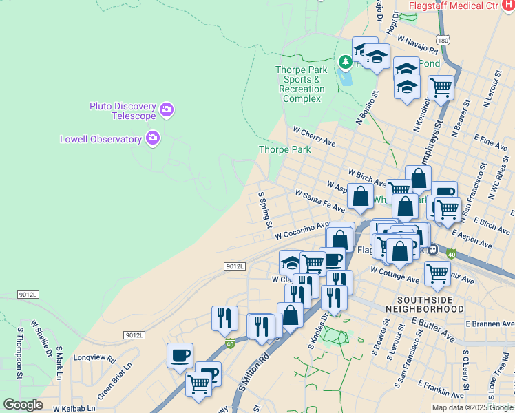 map of restaurants, bars, coffee shops, grocery stores, and more near 908 West Grand Canyon Avenue in Flagstaff