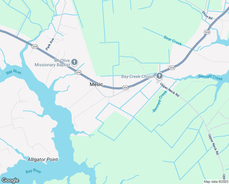 map of restaurants, bars, coffee shops, grocery stores, and more near North Carolina 304 in Bayboro