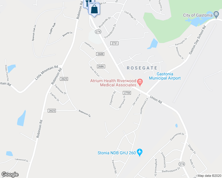 map of restaurants, bars, coffee shops, grocery stores, and more near 809 Briarcliff Road in Gastonia