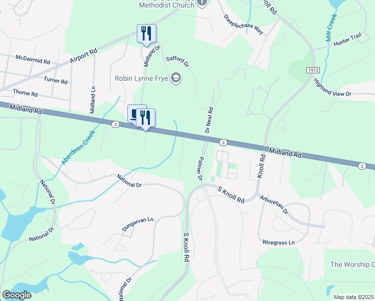 map of restaurants, bars, coffee shops, grocery stores, and more near 145 Williams Road in Southern Pines