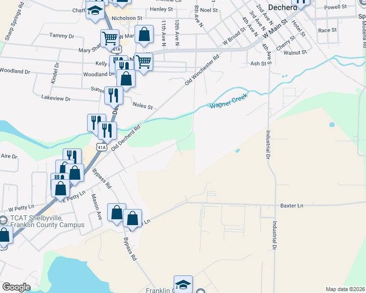 map of restaurants, bars, coffee shops, grocery stores, and more near 604 East Petty Lane in Winchester
