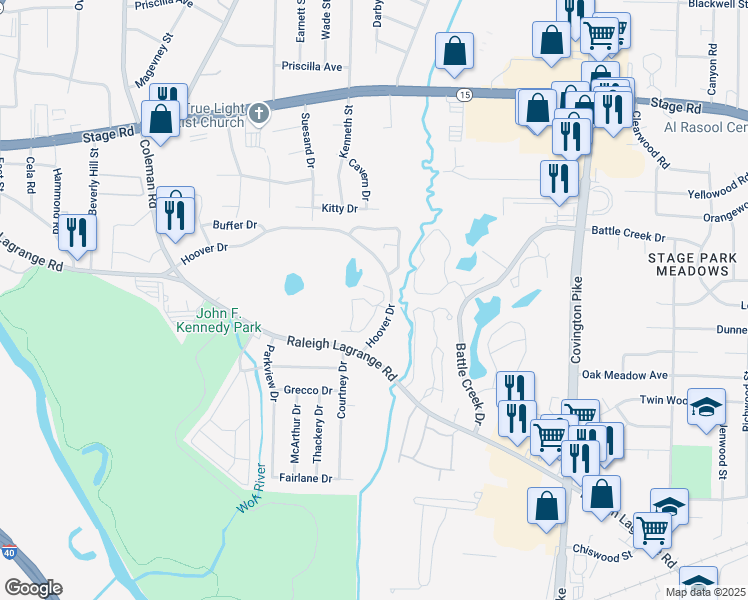 map of restaurants, bars, coffee shops, grocery stores, and more near 4765 Garden Grove Cove in Memphis