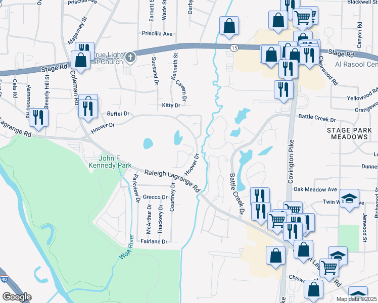 map of restaurants, bars, coffee shops, grocery stores, and more near 4787 Garden Grove Cove in Memphis