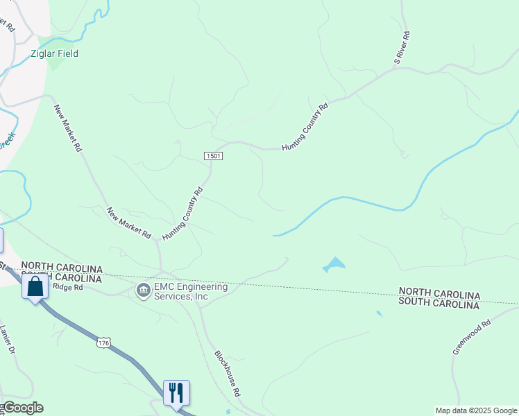 map of restaurants, bars, coffee shops, grocery stores, and more near 3 Hunting Country Trail in Tryon