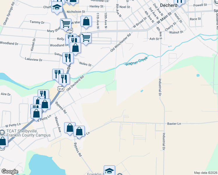 map of restaurants, bars, coffee shops, grocery stores, and more near 604 East Petty Lane in Winchester