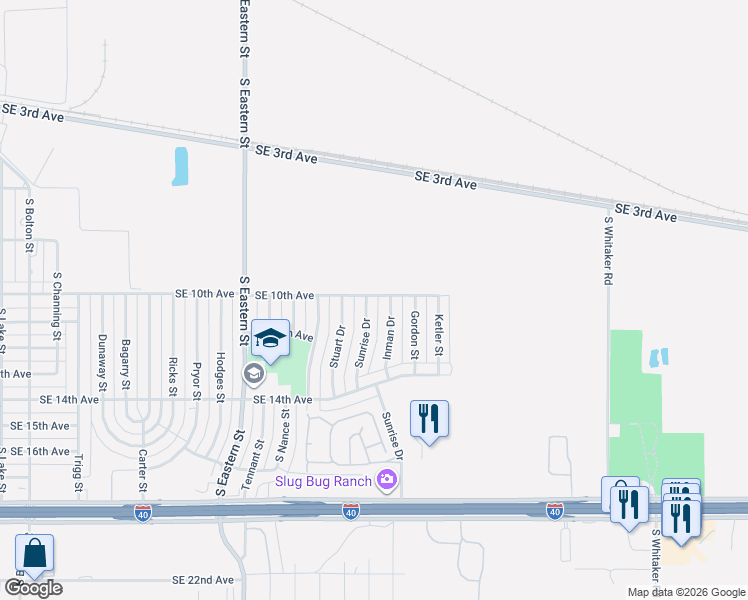 map of restaurants, bars, coffee shops, grocery stores, and more near 5701-5799 East 10th Avenue in Amarillo