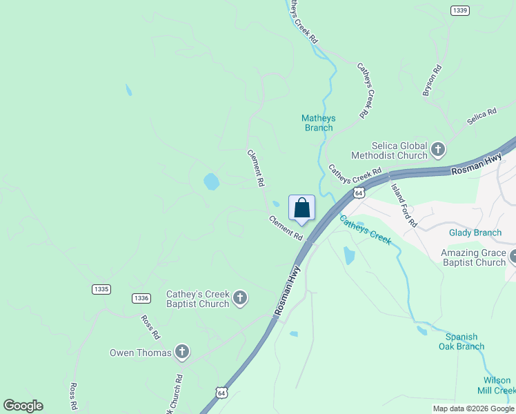 map of restaurants, bars, coffee shops, grocery stores, and more near 66 Fowler Lane in Brevard