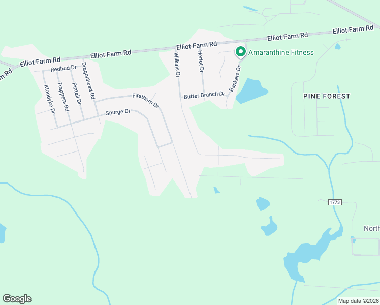 map of restaurants, bars, coffee shops, grocery stores, and more near 7594 Firethorn Drive in Fayetteville