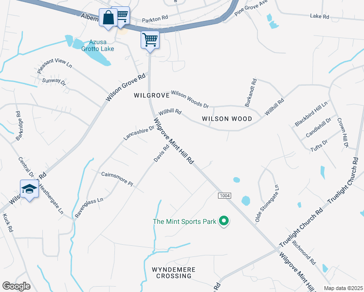 map of restaurants, bars, coffee shops, grocery stores, and more near 6216 Wilgrove Mint Hill Road in Mint Hill
