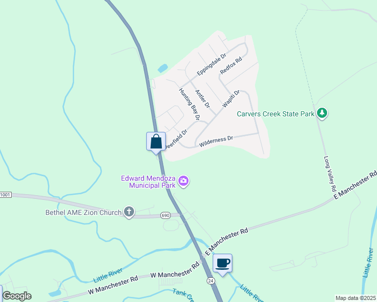 map of restaurants, bars, coffee shops, grocery stores, and more near 101 Wapiti Drive in Spring Lake