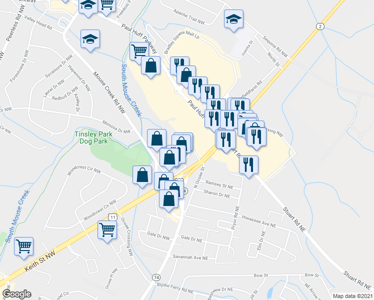 map of restaurants, bars, coffee shops, grocery stores, and more near 4375 Keith Street Northwest in Cleveland