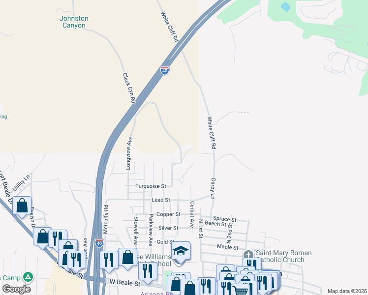 map of restaurants, bars, coffee shops, grocery stores, and more near 1971-1975 Clacks Canyon Road in Kingman