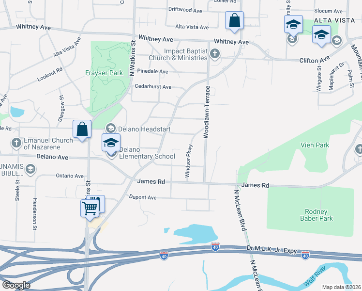 map of restaurants, bars, coffee shops, grocery stores, and more near 1906 Glenn Avenue in Memphis