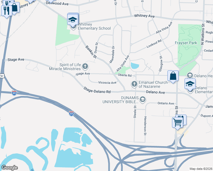 map of restaurants, bars, coffee shops, grocery stores, and more near 1373 Vicoscia Avenue in Memphis