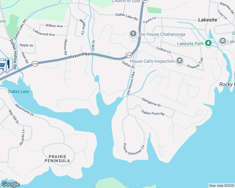 map of restaurants, bars, coffee shops, grocery stores, and more near 2236 Driftwood Road in Soddy-Daisy