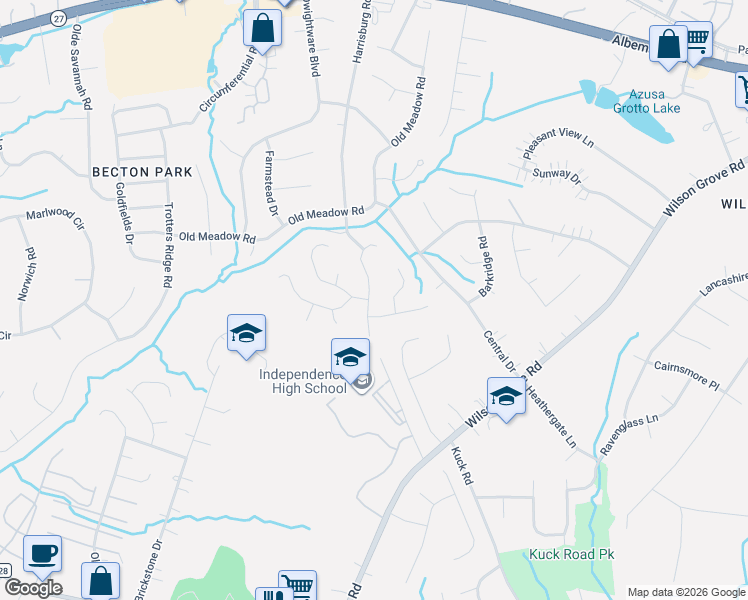 map of restaurants, bars, coffee shops, grocery stores, and more near 6022 Loch Arbor Lane in Mint Hill