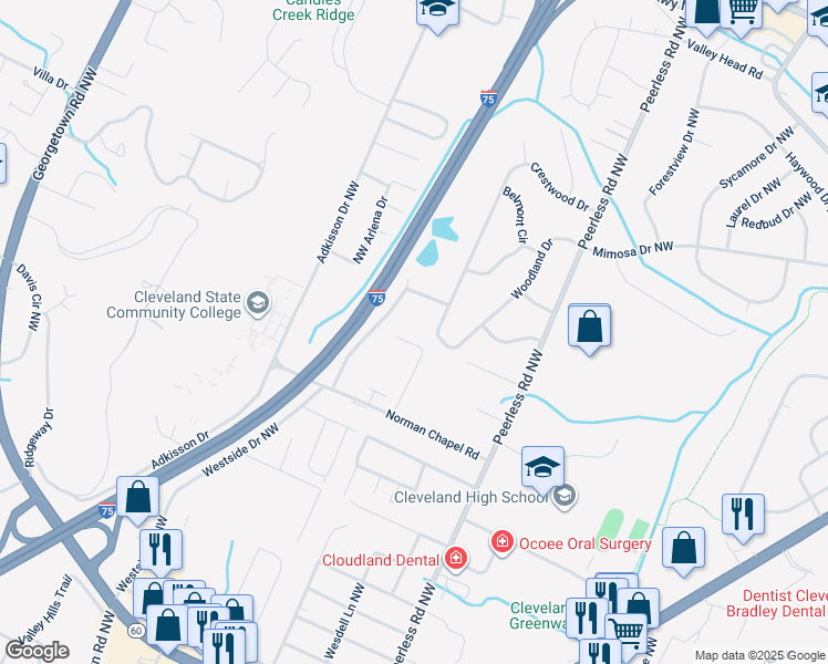 map of restaurants, bars, coffee shops, grocery stores, and more near 3480 Blair Road in Cleveland