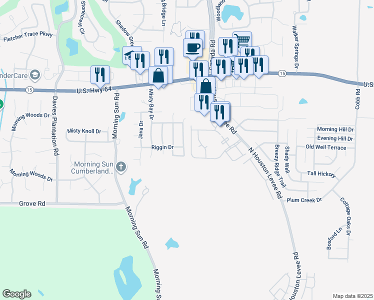 map of restaurants, bars, coffee shops, grocery stores, and more near 2738 Virginia Woods Place in Arlington