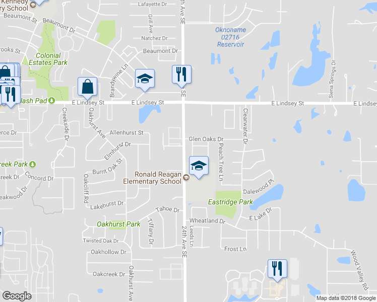 map of restaurants, bars, coffee shops, grocery stores, and more near 1412 Bonnybrook Street in Norman