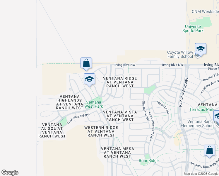 map of restaurants, bars, coffee shops, grocery stores, and more near 10440 Rayner Drive Northwest in Albuquerque