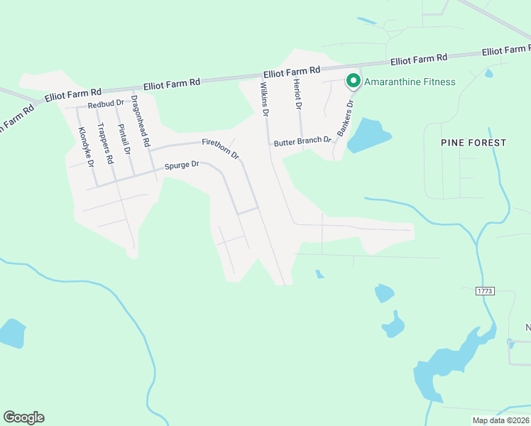 map of restaurants, bars, coffee shops, grocery stores, and more near 7594 Firethorn Drive in Fayetteville