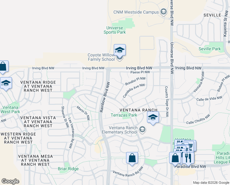 map of restaurants, bars, coffee shops, grocery stores, and more near 7009 Montecito Court in Albuquerque