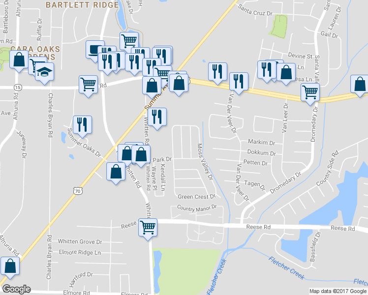 map of restaurants, bars, coffee shops, grocery stores, and more near 2750 Rambling Brook Drive in Memphis