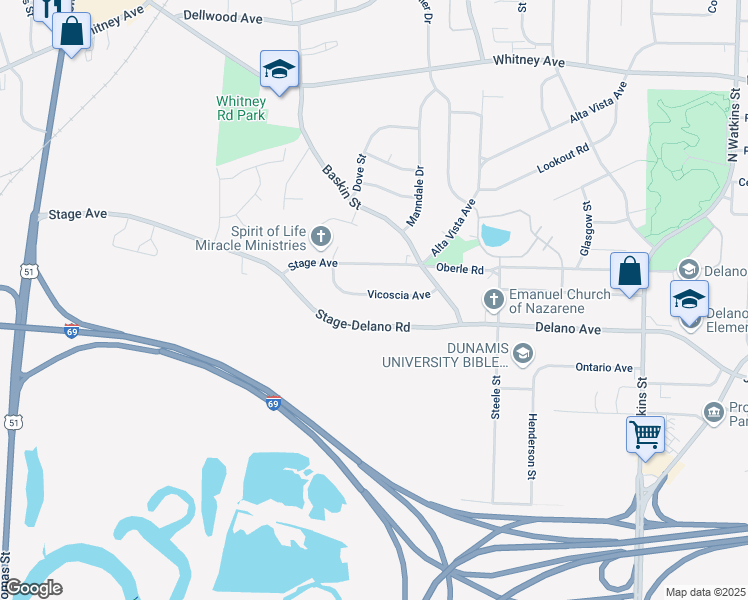 map of restaurants, bars, coffee shops, grocery stores, and more near 1333 Vicoscia Avenue in Memphis