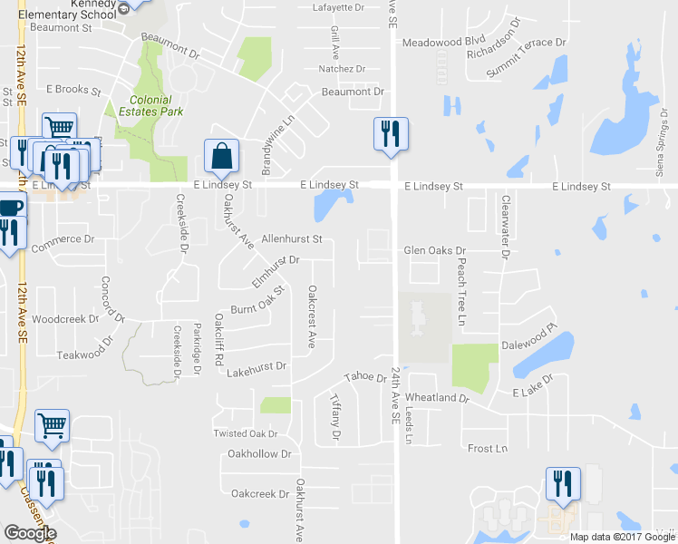 map of restaurants, bars, coffee shops, grocery stores, and more near 1411 Amhurst Avenue in Norman