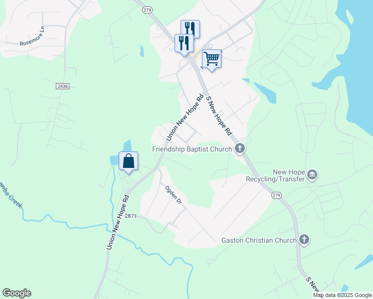 map of restaurants, bars, coffee shops, grocery stores, and more near 120 Parker Drive in Gastonia