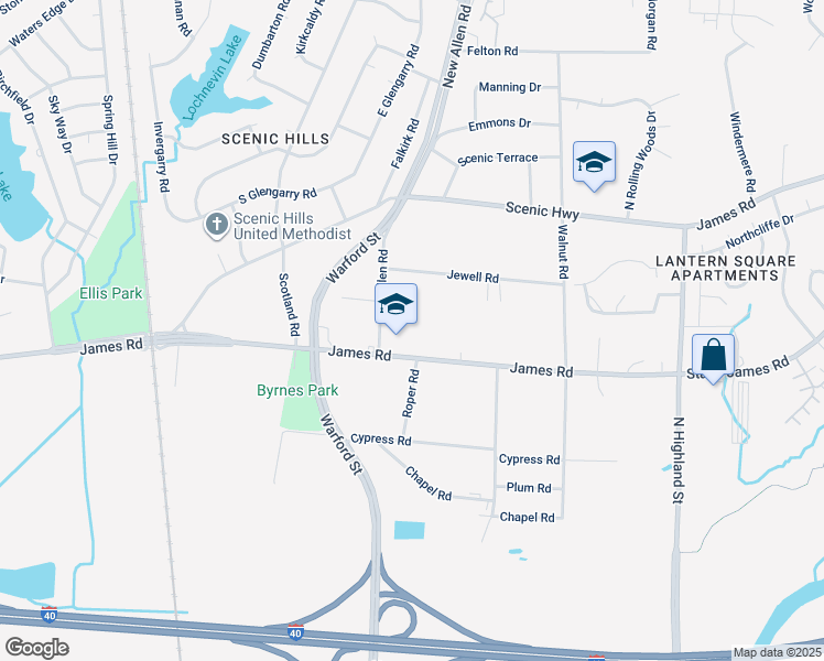map of restaurants, bars, coffee shops, grocery stores, and more near 3240 James Road in Memphis