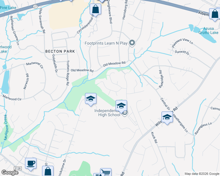 map of restaurants, bars, coffee shops, grocery stores, and more near 5949 Scots Bluff Drive in Charlotte