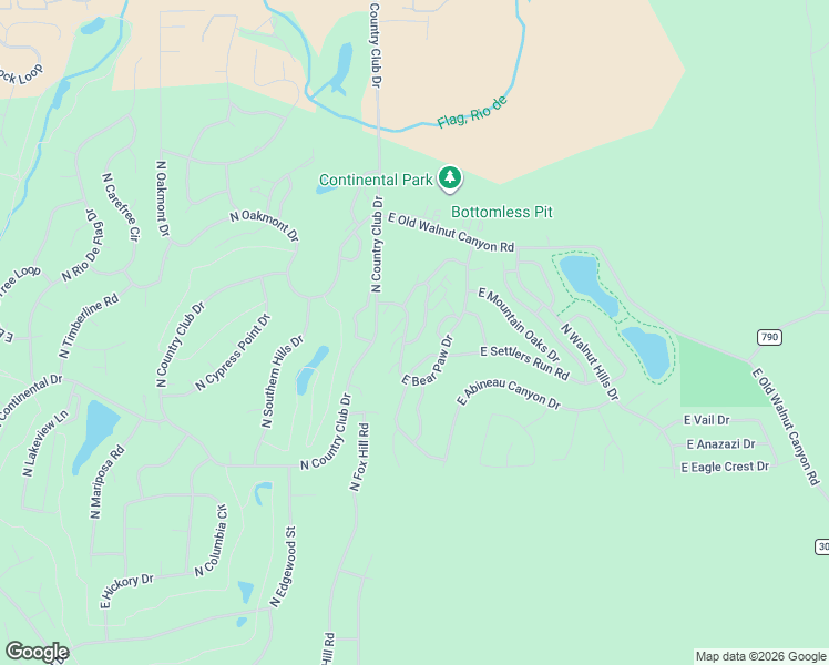 map of restaurants, bars, coffee shops, grocery stores, and more near 2605 North Pinon Ridge Drive in Flagstaff