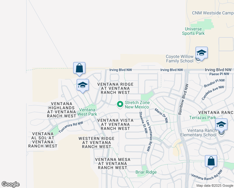 map of restaurants, bars, coffee shops, grocery stores, and more near 10439 Borrego Creek Drive Northwest in Albuquerque