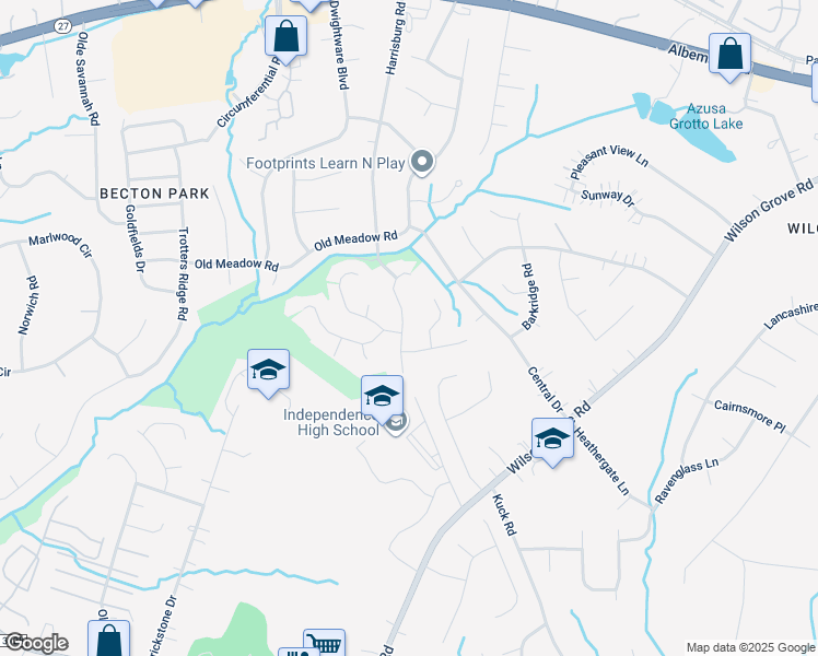 map of restaurants, bars, coffee shops, grocery stores, and more near 6022 Loch Arbor Lane in Mint Hill