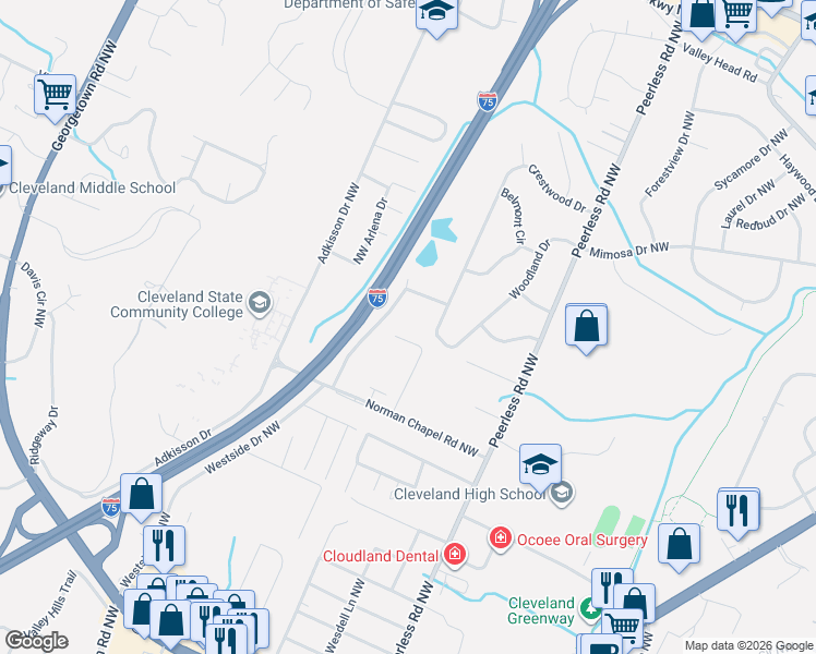 map of restaurants, bars, coffee shops, grocery stores, and more near 3480 Blair Road in Cleveland