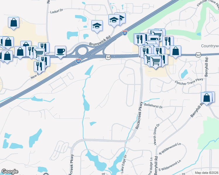 map of restaurants, bars, coffee shops, grocery stores, and more near 2755 Colonial Towers Drive in Memphis