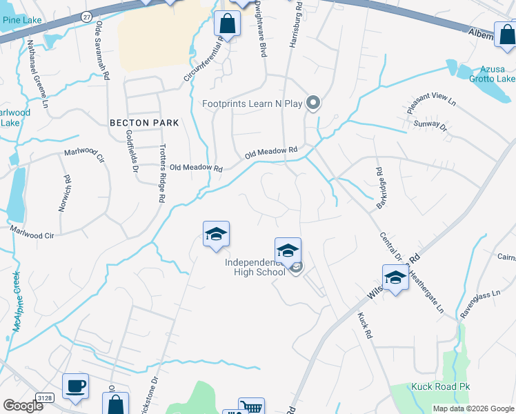 map of restaurants, bars, coffee shops, grocery stores, and more near 5949 Scots Bluff Drive in Charlotte