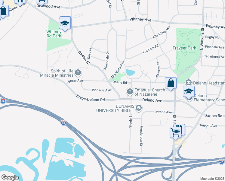 map of restaurants, bars, coffee shops, grocery stores, and more near 1421 Delano Avenue in Memphis