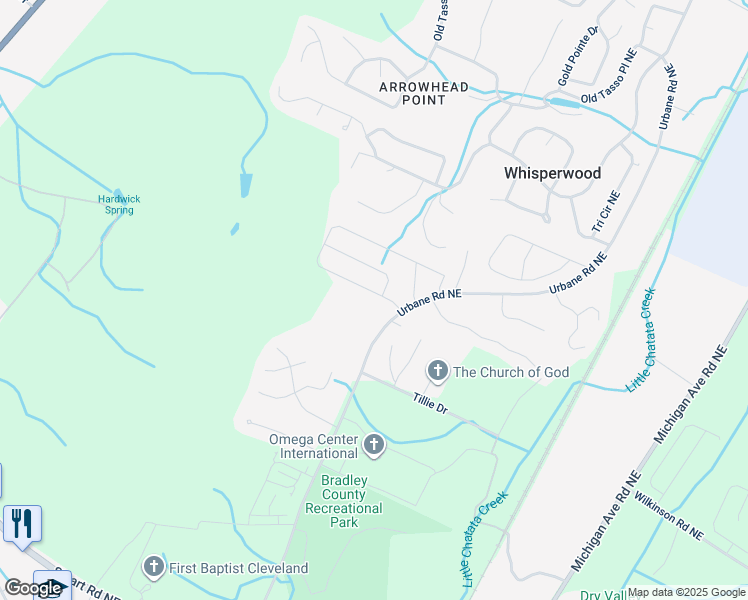 map of restaurants, bars, coffee shops, grocery stores, and more near 601-765 Urbane Road Northeast in Cleveland
