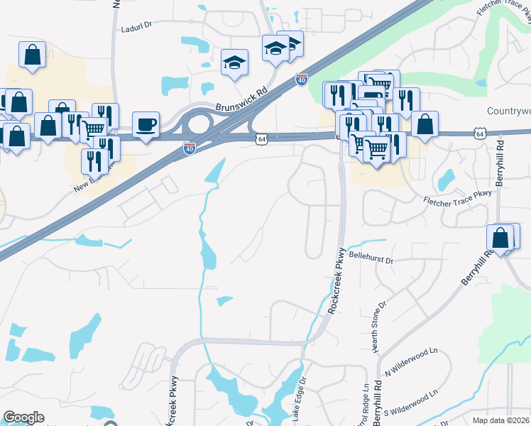 map of restaurants, bars, coffee shops, grocery stores, and more near 2755 Colonial Towers Drive in Memphis