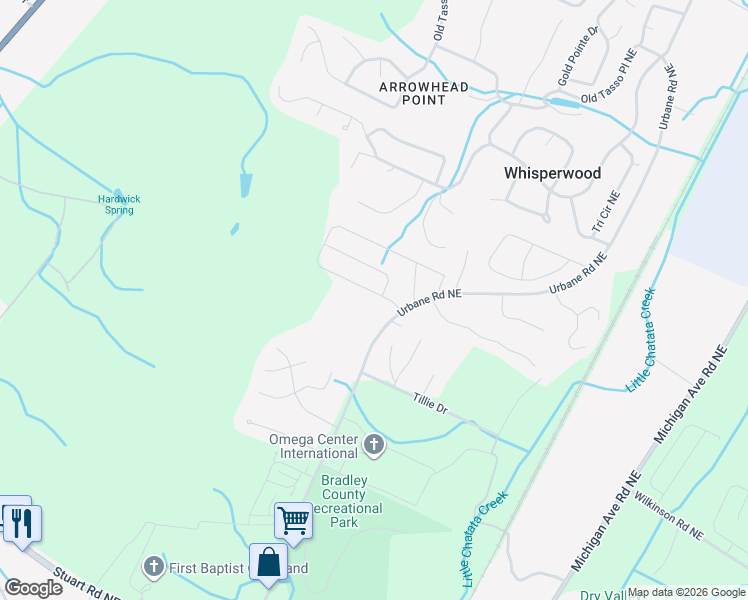 map of restaurants, bars, coffee shops, grocery stores, and more near 601-765 Urbane Road Northeast in Cleveland