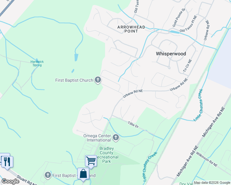 map of restaurants, bars, coffee shops, grocery stores, and more near 601-765 Urbane Road Northeast in Cleveland