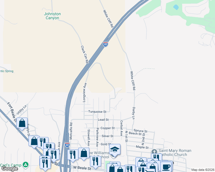 map of restaurants, bars, coffee shops, grocery stores, and more near 1973 Clack Canyon Road in Kingman